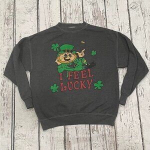 Vintage St. Patrick's Day Irish Ireland I Feel Lucky Leprechaun 1980s Sweatshirt